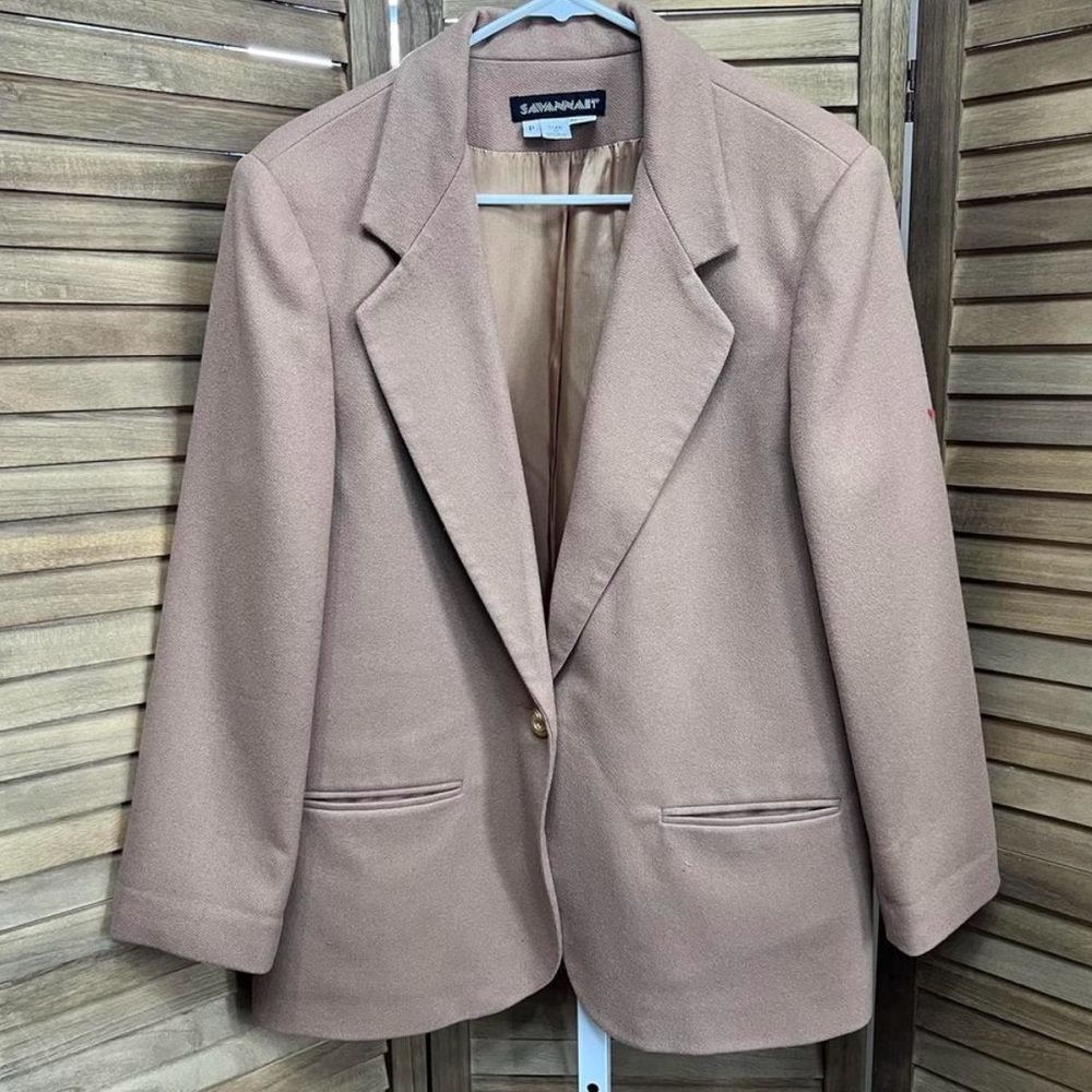 Women’s Savannah Tan Beige Wool‎ Career Blazer Petite 12